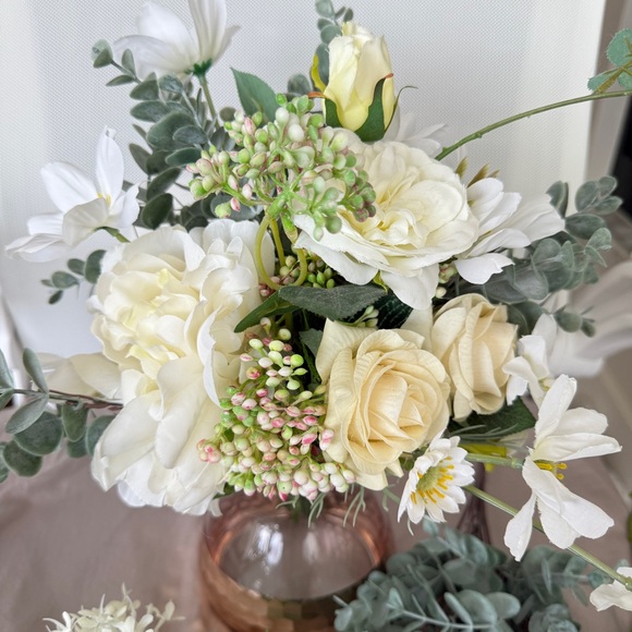 Other - Elegant White and Green peony eucalyptus Artificial flowers